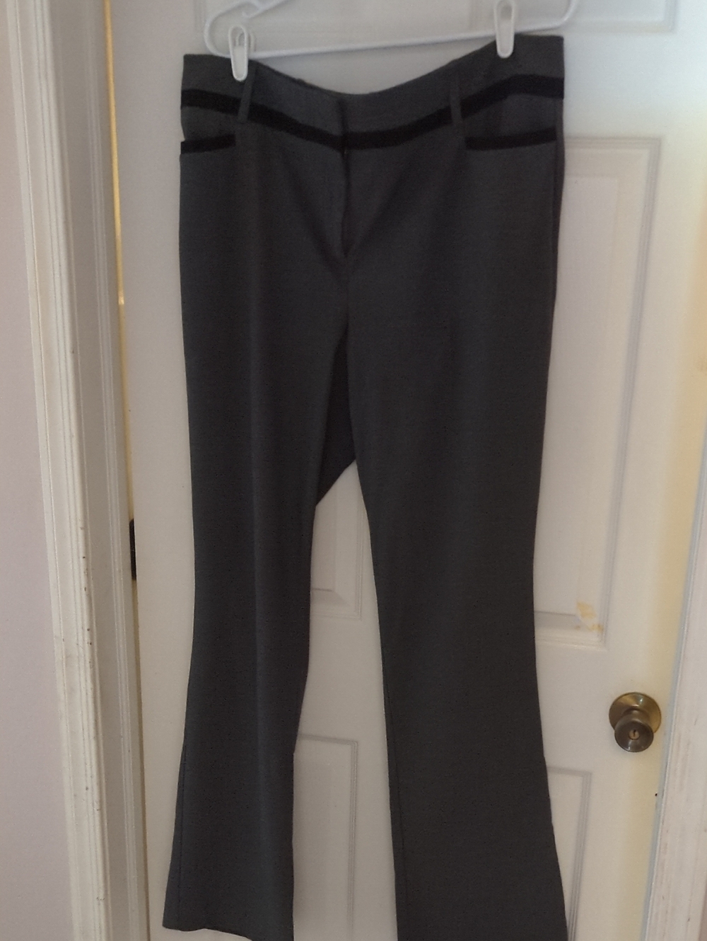 New York & Company Dark Gray Boot-Cut Dress Pants with Black Trim